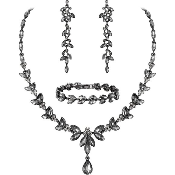Austrian Crystal Bridal Bridesmaid Jewelry Sets Elegant Marquise Rhinestone Lea